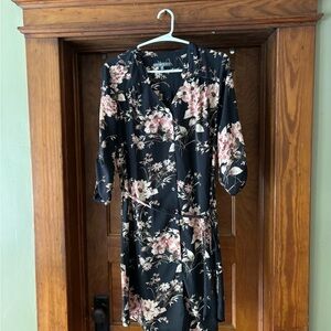 Brixon Ivy Pink and White V-Neck Sundress with Bishop Sleeves